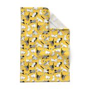 Small scale // Origami kitten friends // sunglow yellow background paper cats