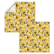 Small scale // Origami kitten friends // sunglow yellow background paper cats