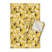 Small scale // Origami kitten friends // sunglow yellow background paper cats