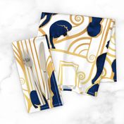 Large jumbo scale // Deco Gatsby Panthers // white navy and gold