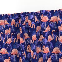 Flamingos on Purple Tropical Birds