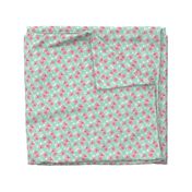 Hibiscus Tropical Flowers Floral on Teal Smaller