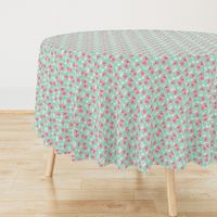 Hibiscus Tropical Flowers Floral on Teal Smaller