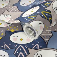 Find a cat in a parliament of owls (Art Deco Kawaii) 