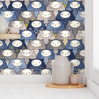 Find a cat in a parliament of owls (Art Deco Kawaii) 