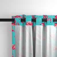 Flamingos on Teal Tropical Birds