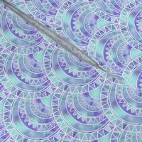  Art Deco Fan with Blue Watercolour Abstract