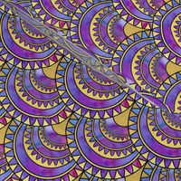 Modern Art Deco Inspired Fan with Pink and Purple Watercolour Abstracts