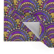 Modern Art Deco Inspired Fan with Pink and Purple Watercolour Abstracts