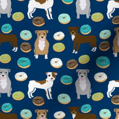 pitbull donut fabric - donuts and dogs food design - navy