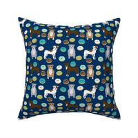 pitbull donut fabric - donuts and dogs food design - navy