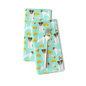 jack russell terriers and tacos fabric- food burritos, tacos, dog design - mint