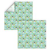 jack russell terriers and tacos fabric- food burritos, tacos, dog design - mint