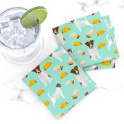 jack russell terriers and tacos fabric- food burritos, tacos, dog design - mint