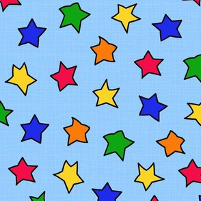 Colorful Stars On Blue