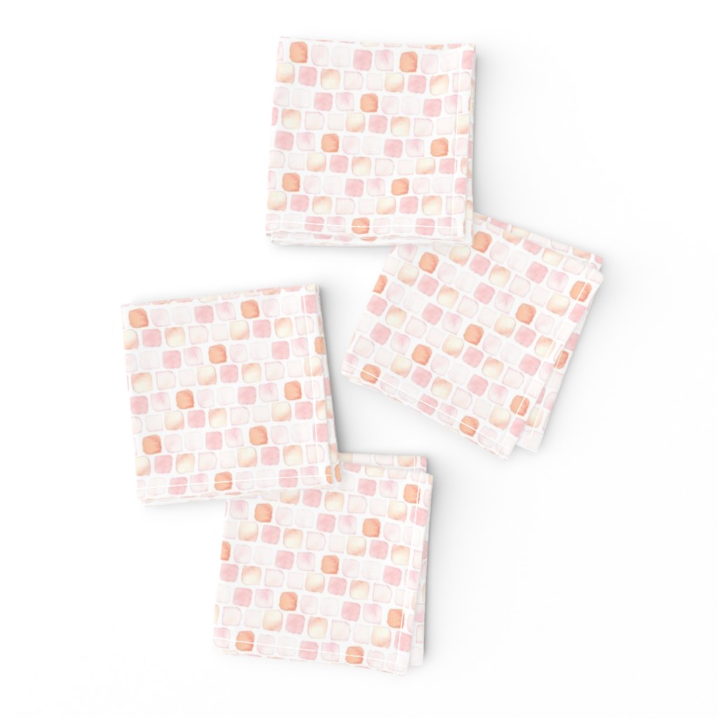 18-8AH Watercolor Blush Pink Peach Coral White Orange Dots Spots Geometric Squares Baby Girl _ Miss Chiff Designs 