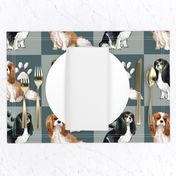 Cavalier Spaniels Fabric In blue