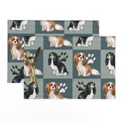 Cavalier Spaniels Fabric In blue