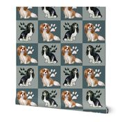 Cavalier Spaniels Fabric In blue