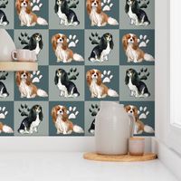 Cavalier Spaniels Fabric In blue