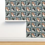 Cavalier Spaniels Fabric In blue