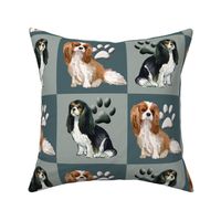 Cavalier Spaniels Fabric In blue