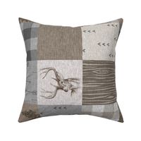 Rustic Buck Quilt - Soft Brown And grey - RO
