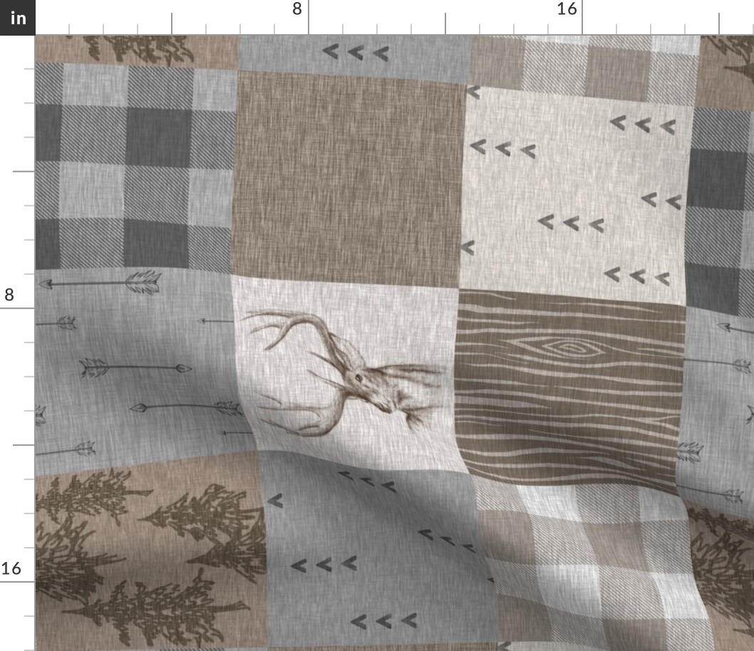 Rustic Buck Quilt - Soft Brown And grey - RO