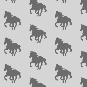 4” Running Horses - Dark grey on light grey