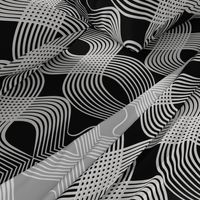 Art Deco Swirl Silver and White On Black