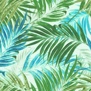 Palm Leaves in sky- blue