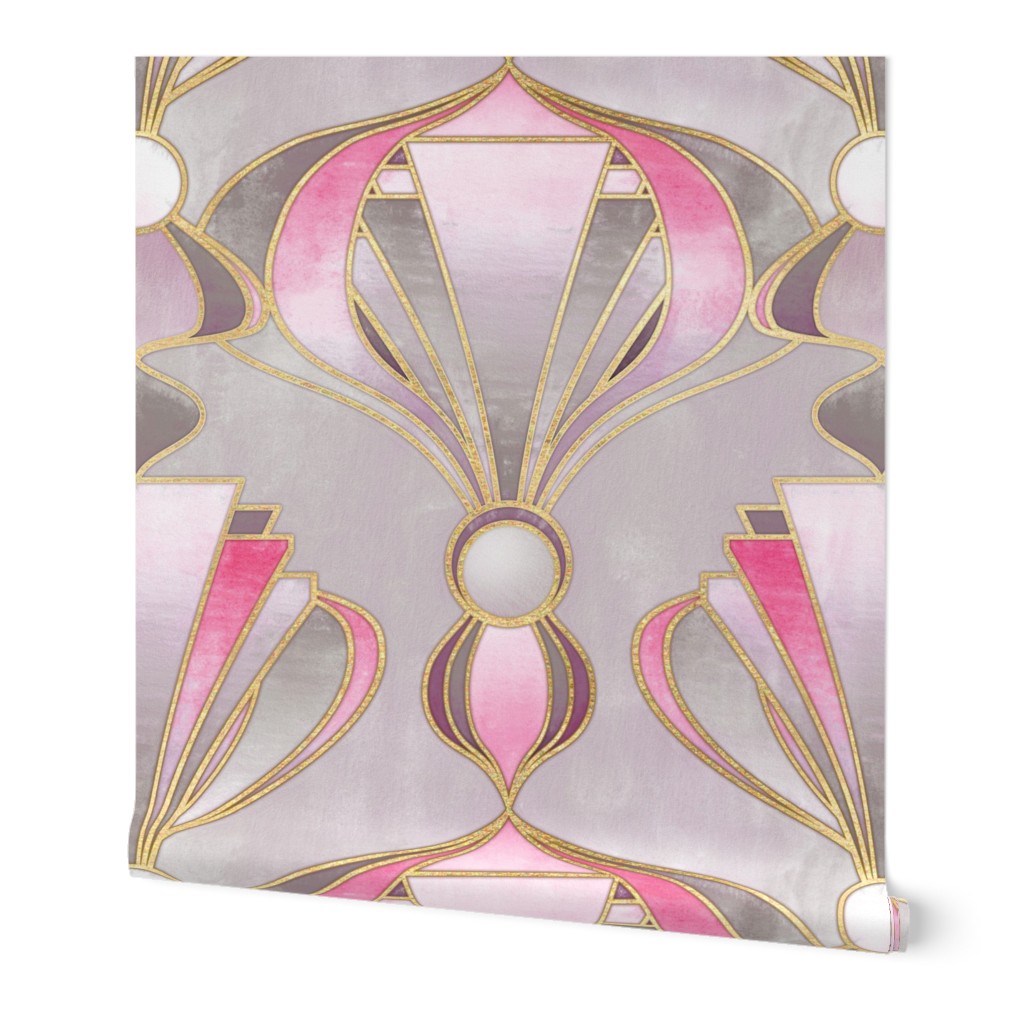 Textured Art Deco in Rose Pink, Grey and Gold