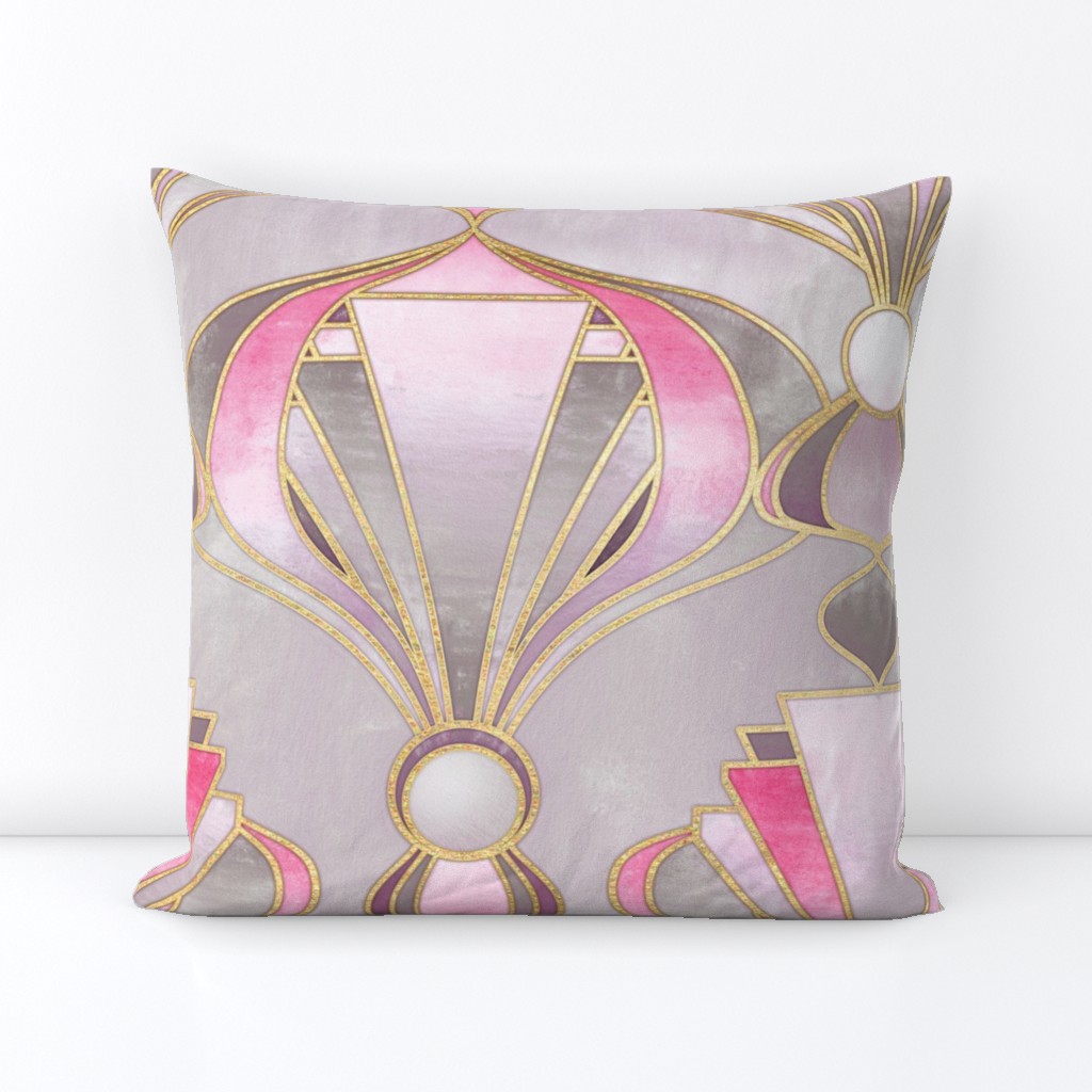 Textured Art Deco in Rose Pink, Grey and Gold