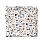 xray // animal skeletons cute nature themed fabric gender neutral animals white orange