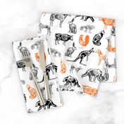 xray // animal skeletons cute nature themed fabric gender neutral animals white orange