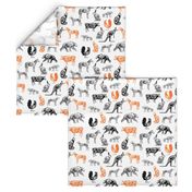 xray // animal skeletons cute nature themed fabric gender neutral animals white orange