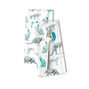 xray // animal skeletons cute nature themed fabric gender neutral animals white blues