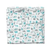 xray // animal skeletons cute nature themed fabric gender neutral animals white blues