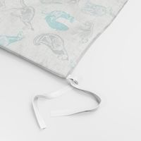 xray // animal skeletons cute nature themed fabric gender neutral animals white blues