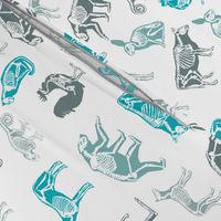 xray // animal skeletons cute nature themed fabric gender neutral animals white blues