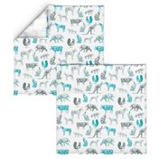 xray // animal skeletons cute nature themed fabric gender neutral animals white blues