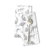 xray // animal skeletons cute nature themed fabric gender neutral animals white grey