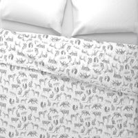 xray // animal skeletons cute nature themed fabric gender neutral animals white grey