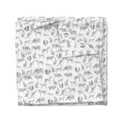 xray // animal skeletons cute nature themed fabric gender neutral animals white grey