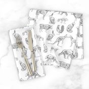 xray // animal skeletons cute nature themed fabric gender neutral animals white grey