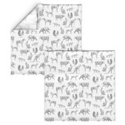 xray // animal skeletons cute nature themed fabric gender neutral animals white grey