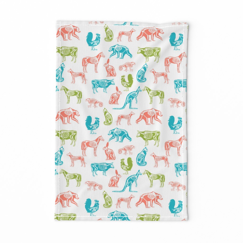 xray // animal skeletons cute nature themed fabric gender neutral animals white bright