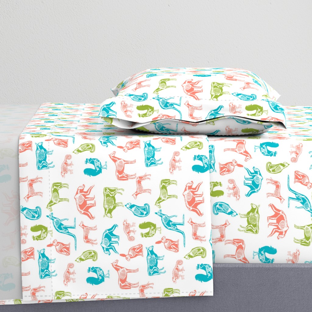 xray // animal skeletons cute nature themed fabric gender neutral animals white bright