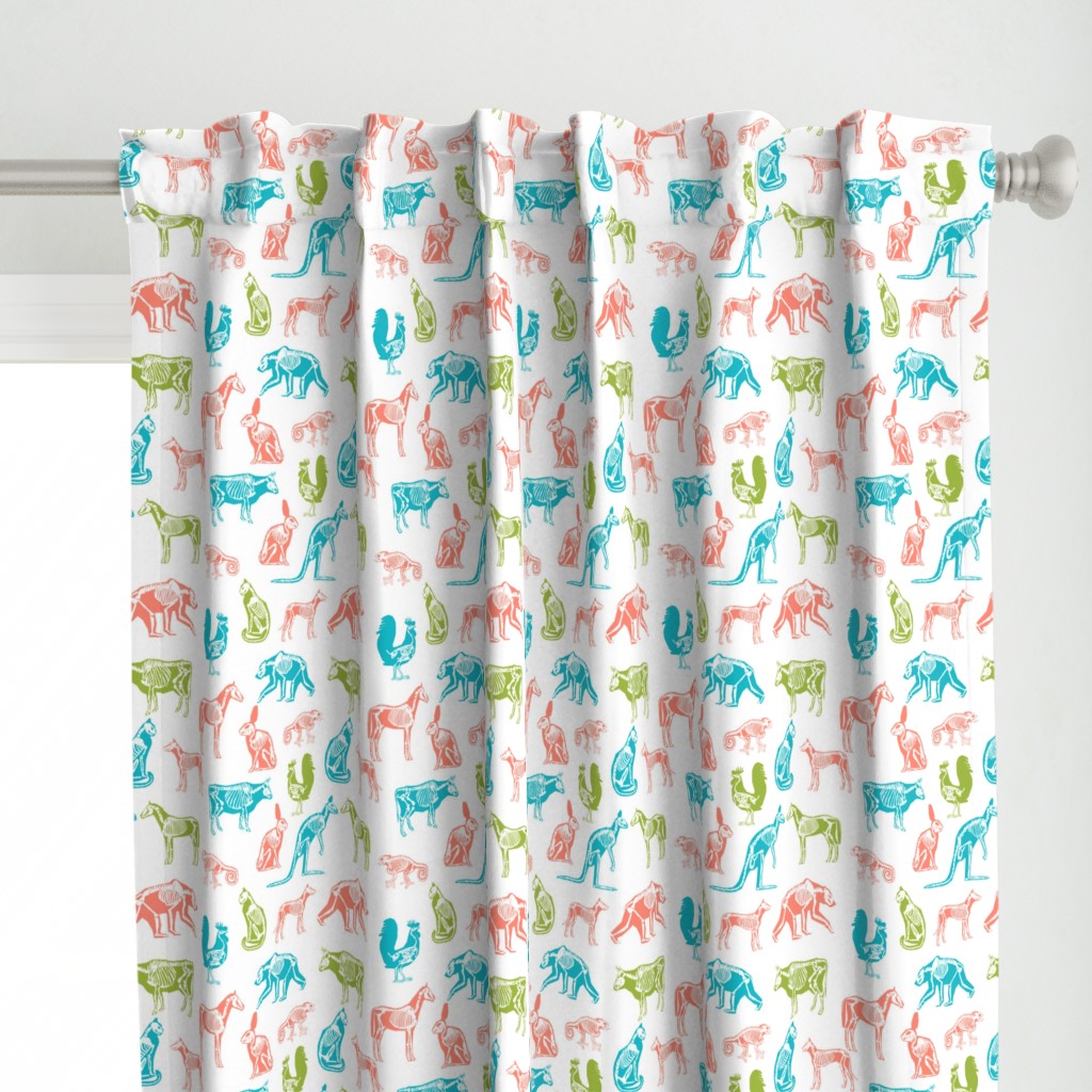 xray // animal skeletons cute nature themed fabric gender neutral animals white bright