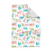 xray // animal skeletons cute nature themed fabric gender neutral animals white bright